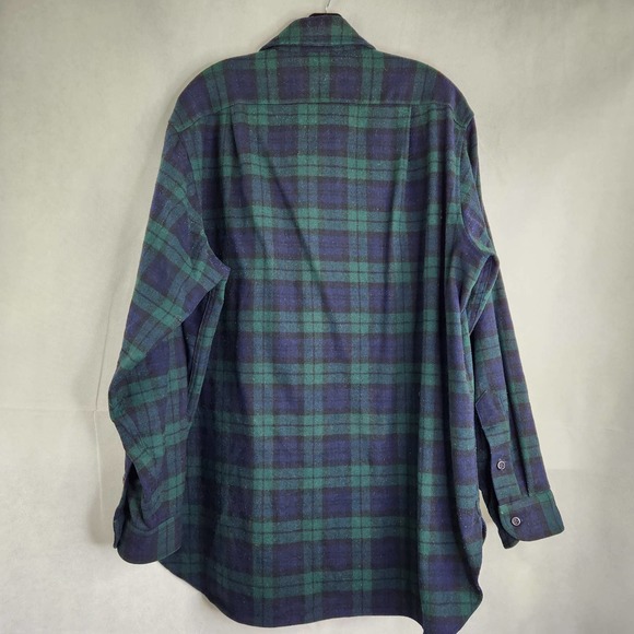 Pendleton 100% Wool Plaid Green Black Watch Flannel Tartan Made In The USA XL - Picture 8 of 12